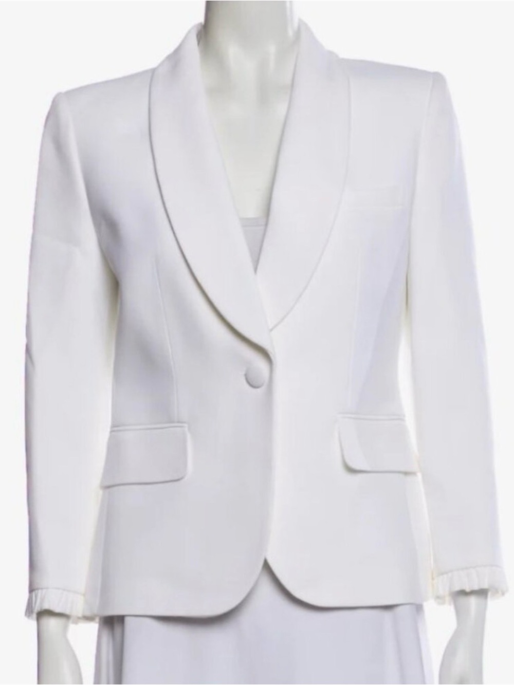 Michael Kors Collection Double Crepe Sable Ruffle Cuff Blazer | Made in Italy |8
